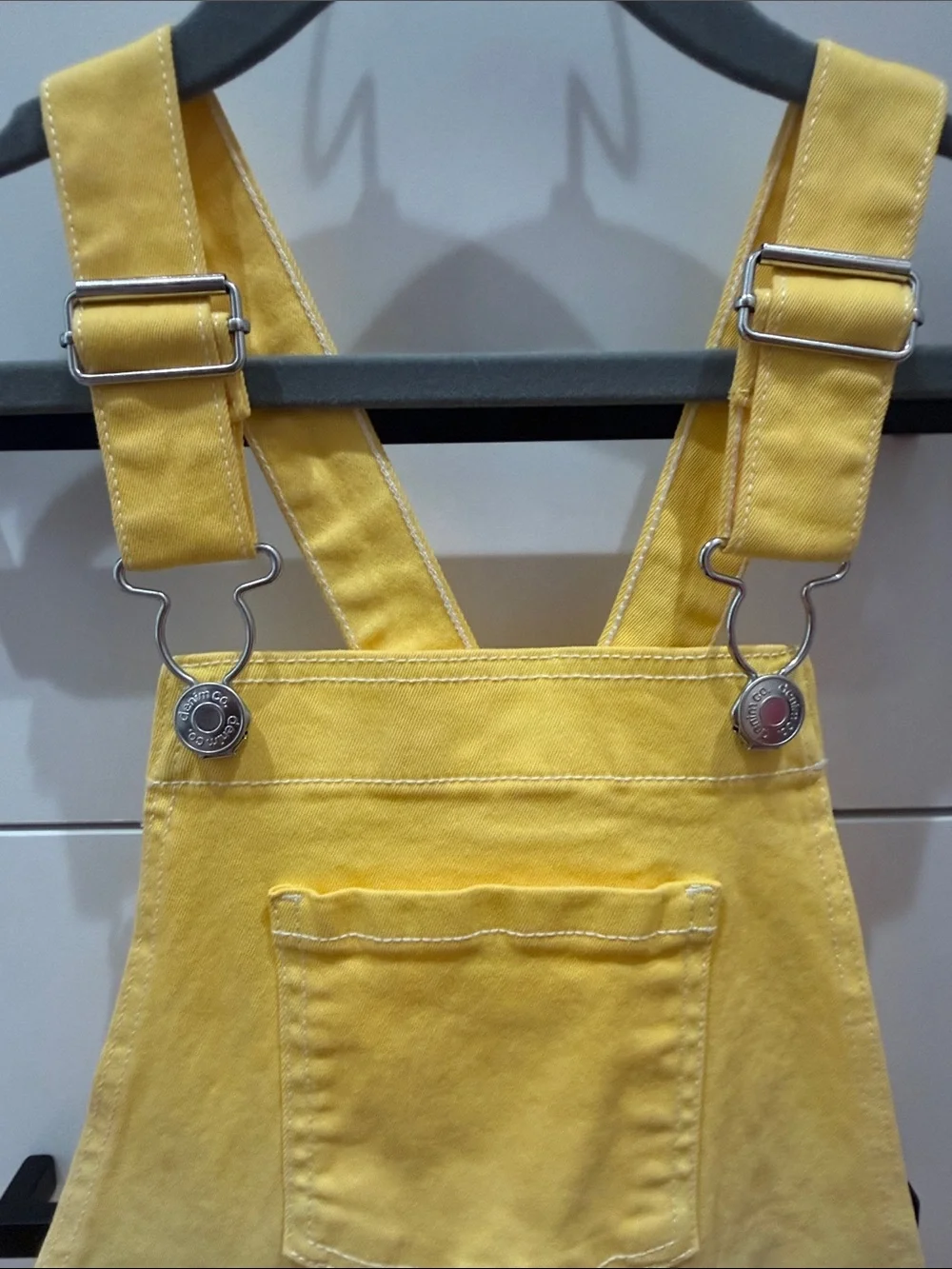 Denim&Co Yellow to Pink Ombre Girls' Denim Short Overalls